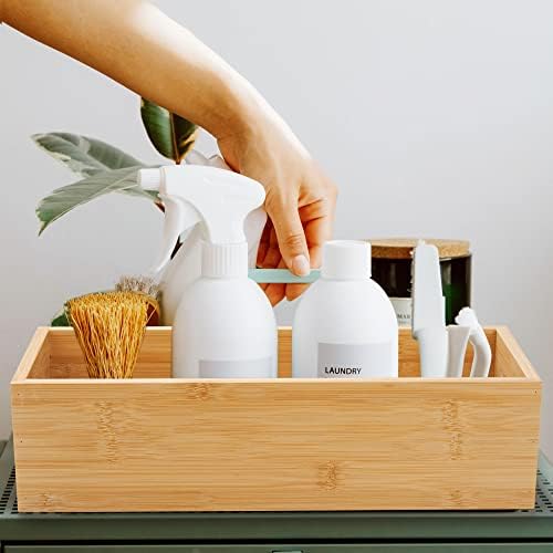 Toilet Tank Paper Basket for Back of Tank Top, Bamboo Bathroom Storage for Organizing (15 x 6 x 4 inch) (Pack of 2) - Image 4
