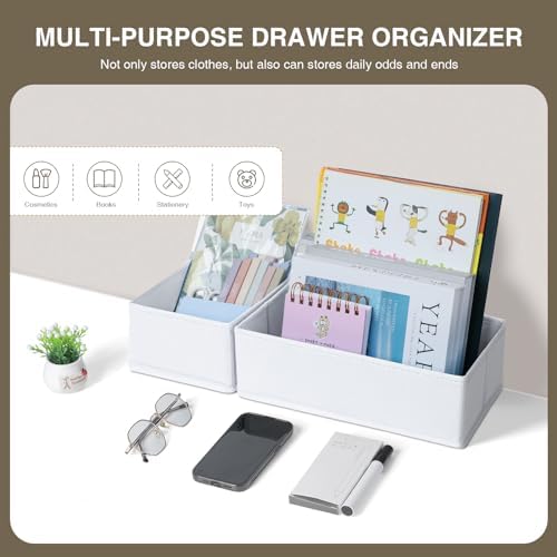 Drawer Organizer Clothes, Nursery Dresser & Closet Storage, White, 12 Pack - Image 6