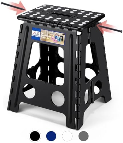 ACKO 16 Inch Folding Step Stool with Safety Lock, Holds 400 lbs, Black by ACKO