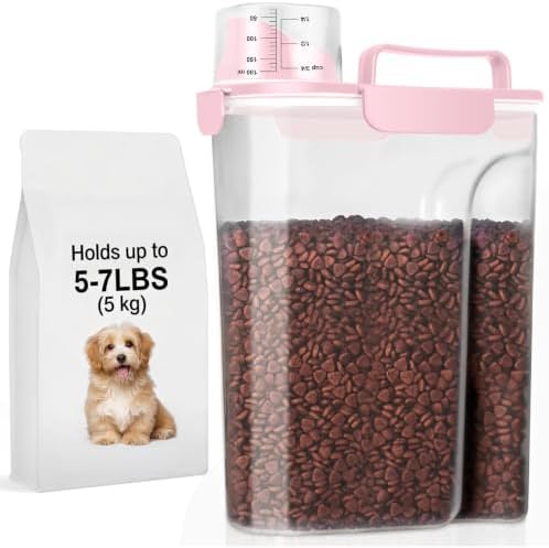 LEAWALK 5-7Lbs Airtight Dog Cat Pet Food Storage Container- Light Pink by LEAWALK