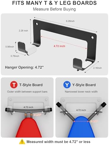 Ironing Board Holder Wall Mount, Heavy Duty Hooks, Black - Image 4