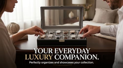 Watch Case Watch Box for Men - Watch Cases Display Holder Organizer Stand Storage Multi Boxes 12 Slot Small Leather Personalized Multiple Watch Safe Container with Lock for Women,PU Watch Holders - Image 6