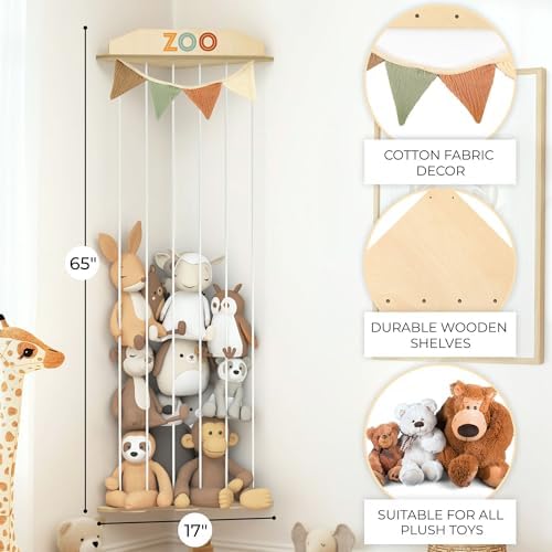 Stuffed Animal Storage Zoo with Decorative Muslin Garland - Toy Organizer - Image 4