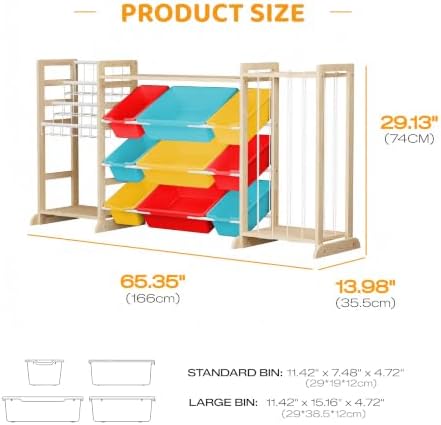 65" Large Toy Storage Organizer with Bookshelf and Stuffed Animal Storage - Image 2