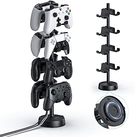 MANMUVIMO Headphone Controller Storage Holder for Desk 4 Tiers with Anti-Slip Stable Suction Cup, Controller Holder, Universal Gaming Desk Accessories for PS5/PS4/Xbox Series/Xbox One by MANMUVIMO
