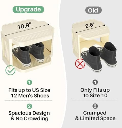 Kitstorack Vertical Shoe Rack: 5 Tiers Stackable Shoe Rack for Closet DIY Free Standing Shoe Organizer Small Shoe Shelf for Small Spaces and Narrow Spaces Plastic, White - Image 3