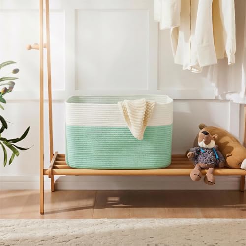Artfeel Blanket Basket,Rectangle Woven Baskets for Storage,30L Laundry Basket for Decorative Nursery Blanket,Toys,Dirty Clothes and Magazine in Shelves,Baby Room,and Living Room - Image 4
