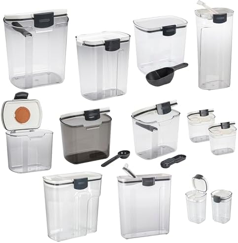 Progressive ProKeeper Baker's Airtight Kitchen Storage Canister Container Set for Flour, Sugar & More, Keeps Ingredients Fresh, with Accessories (Multicolor, 13- Piece) by ProgressiveInternational