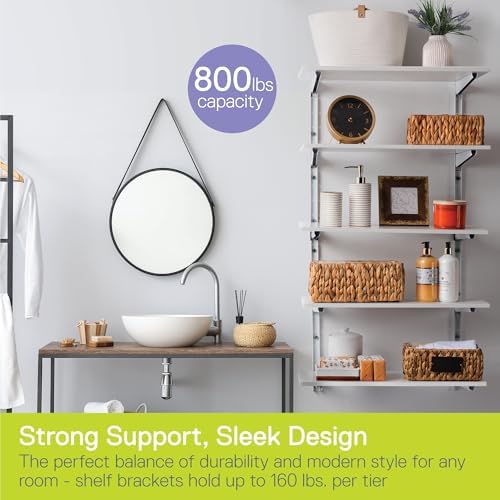 Delta Minimalistic White Shelf Brackets Cycle, Set of 10 Fully Adjustable 12-inch Heavy Duty Shelf Brackets, Holds Up to 800 lbs, Modern Shelf Bracket for Wood Shelves - Image 2
