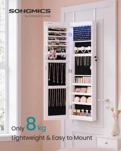 SONGMICS Jewelry Cabinet, Wall/Door Mounted Armoire with Full Length Mirror - Image 2