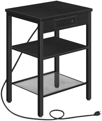 HOOBRO Side Table with Charging Station, Small End Table for Small Space by HOOBRO
