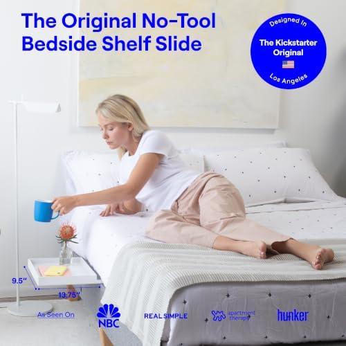 BedShelfie Bedside Shelf for Dorm Room - Natural Wood Slide - Image 2