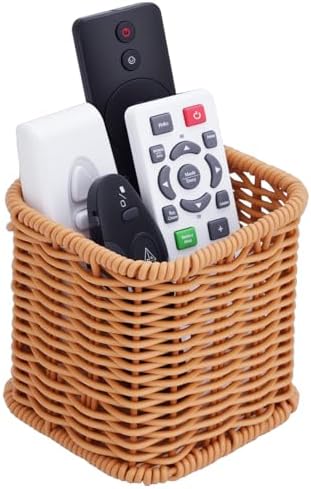 NiHome Remote Caddy, Bedside Remote Control Holder, Synthetic Rattan Organizer for TV Remotes, Makeup Brushes & Office Supplies, Stylish Remote Holder for Table, Living Room, Bedroom & Office by NiHome