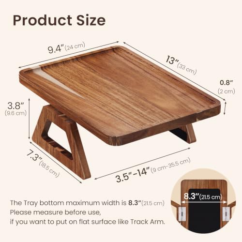 Acacia Wood Couch Arm Tray，Folding Sofa Armrest Table - Image 5