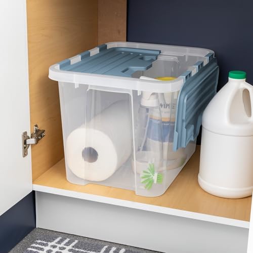 Sterilite Hinged Lid Storage Box, Plastic Container, 30 Quart, 6-Pack - Image 5