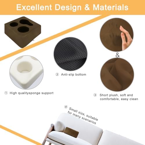 Couch Cup Holder Pillow Tray & Caddy - for Sofa, Bed, Car, Man Cave | Keep Drinks at Hand & Spill-Proof Accessories for New Parents, Camping, Park, Boat, Beach - Brown - Image 6