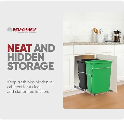 Rev-A-Shelf Double Pullout Garbage Trash Cans for Kitchen Cabinets, 35 Qt - Image 5