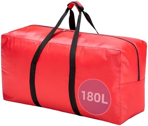 Extra Large travel duffel bag with Strong Handles, 180L Waterproof duffel bag, Durable Zippers, Extra Large Storage Totes for Space Saving and Moving Supplies, Red by Unknown
