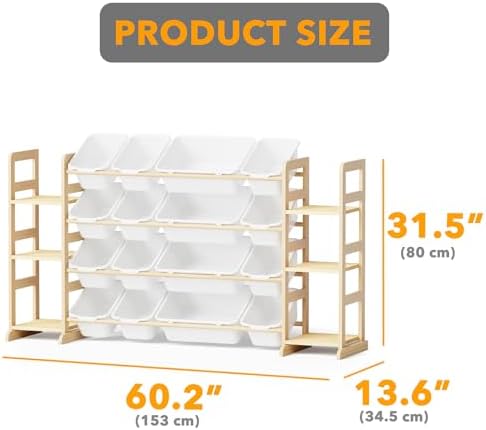 SpaceAid Toy Storage Organizer with 6 Shelves and 16 Bins, Toy Organizers Storage Bookshelf, Kids Bin Shelf Toys Box Bookcase for Bedroom Playroom Organization Room Decor, White - Image 2