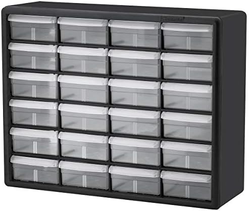 Akro-Mils 24-Drawer Plastic Storage Cabinet, 20"W x 6"D x 16"H, Black by Akro-Mils