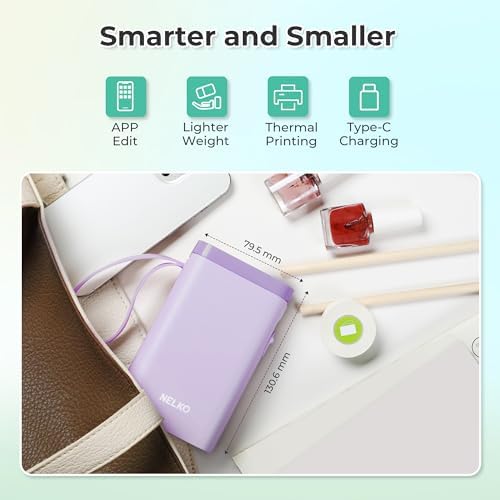 Nelko P21 Label Maker Machine with Tape, Bluetooth Label Printer, Purple - Image 4