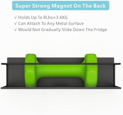 Magnetic Spice Rack For Refrigerator, Magnetic Fridge Shelf For Kitchen, Magnetic Shelf For Fridge Space Saving Black 4 Pack With Magnetic Paper Towel Holder - Image 3