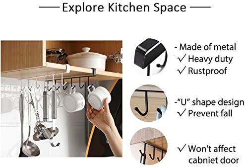 2 Pack White Under Cabinet Mug Holder, Cup Rack For 1 Inch Shelves - Image 7