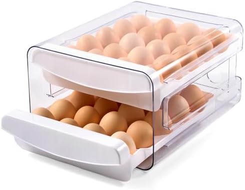Luckore 2 Tier Egg Holder for Fridge Container for 40 Eggs with Drawer by Luckore