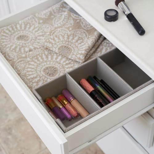 Household Essentials Grey 727-1 Deep 3 Section Drawer Organizer Box for Storage | 12 in x 6.13 in x 3.13 - Image 3