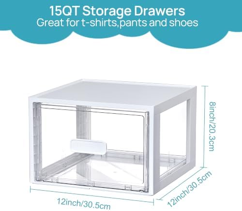 Vtopmart 4 Pack White Stackable Storage Drawers 15QT - Image 2
