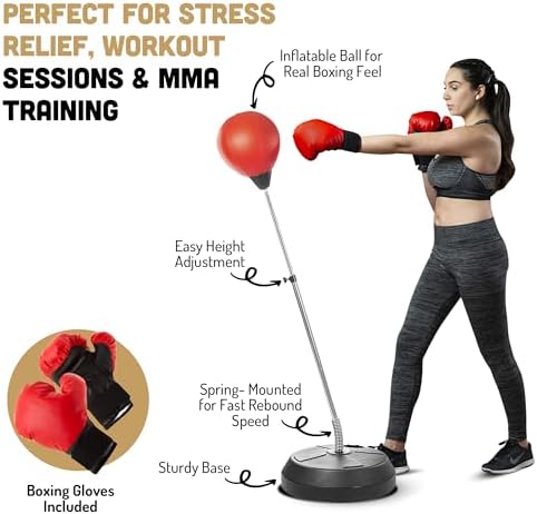 Tech Tools Punching Bag with Stand Adjustable Boxing Speed Bag Teens Adults - Image 3