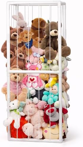 Stuffed Animal Storage, Kids Toy Zoo Storage Organizer with Elastic Band, Thicken PVC Tube Large Stuffed Animals Holder for Nursery Playroom Bedroom Room Furniture Plush Storage(White) by BomSaluka