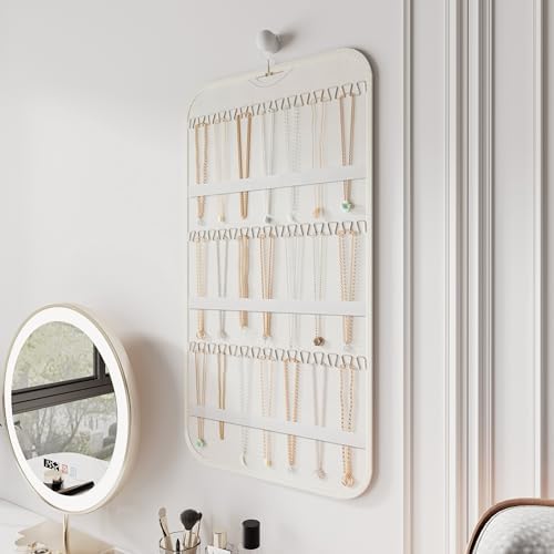 Double-Sided Hanging Jewelry Organizer for Necklaces Earrings, 2-Pack White - Image 5