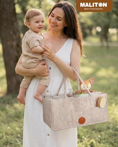 Maliton Felt Diaper Caddy Organizer for Changing Table - Large, Khaki - Image 6