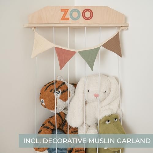 Stuffed Animal Storage Zoo with Decorative Muslin Garland - Toy Organizer - Image 5