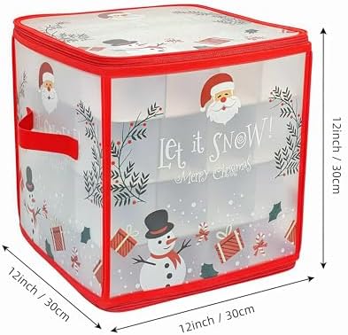 Christmas Ornament Storage Box, Christmas Tree Ornament Organizer, Hard Plastic Storage Container with Dividers, Clear Design Waterproof Case for 3" Seasons Balls (Red) - Image 6