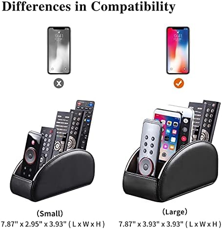 Large PU Leather TV Remote Control Holder Organizer with 5 Compartments - Image 3
