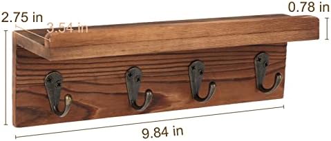 Key Holder Wall Mount, Farmhouse Wall Shelf with 4 Hooks for Entryway - Image 6