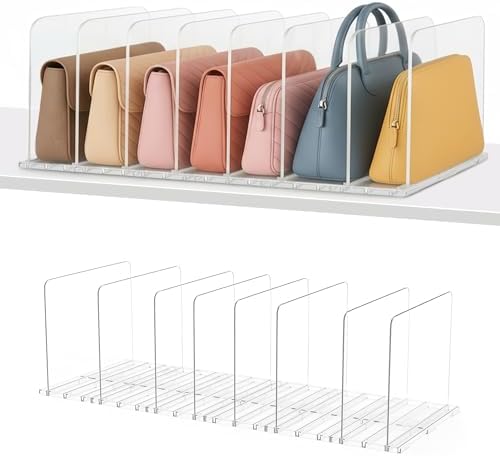 Adjustable Bag & Purse Organizer for Closet | Clear Shelf Dividers for Closet Organization, Vertical Handbag Separator for Sweater, Shirts & Clutches, Perfect for Bedroom, Living Room, Home by Unknown