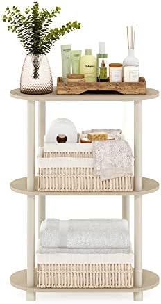 Furinno Turn-N-Tube Toolless 3-Tier Oval Display Shelf, Bauhaus Oak - Image 5