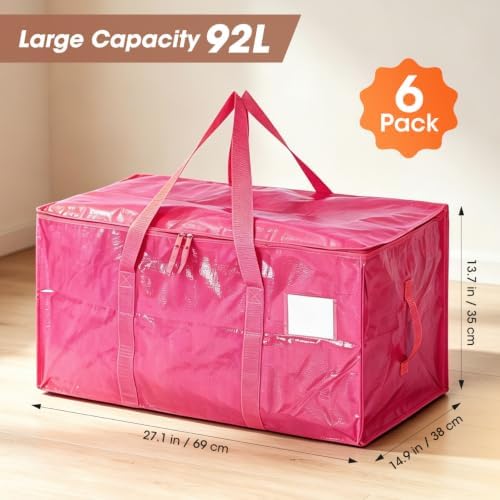 6Pcs Heavy Duty Extra Large Moving Bags Storage Totes Fold - Image 6
