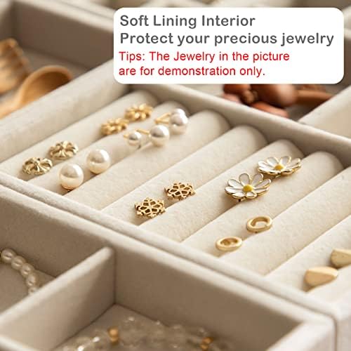 Jewelry Trays,Velvet Stackable Organizer Trays,Drawer Inserts Jewelry Display Case For Rings Stud Necklaces Earring Organizer Tray for Women Girls-8 Pack (Beige) - Image 4