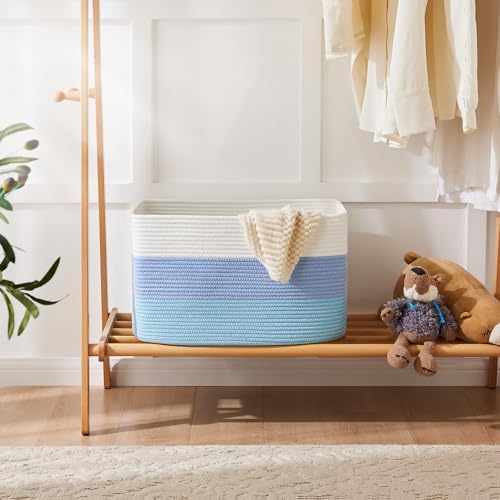 Artfeel Blanket Basket,Rectangle Woven Baskets for Storage,30L Laundry Basket for Decorative Nursery Blanket,Toys,Dirty Clothes and Magazine in Shelves,Baby Room,and Living Room - Image 4