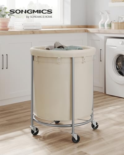 SONGMICS Laundry Basket with Wheels,190L, Steel Frame, Removable Bag - Image 2