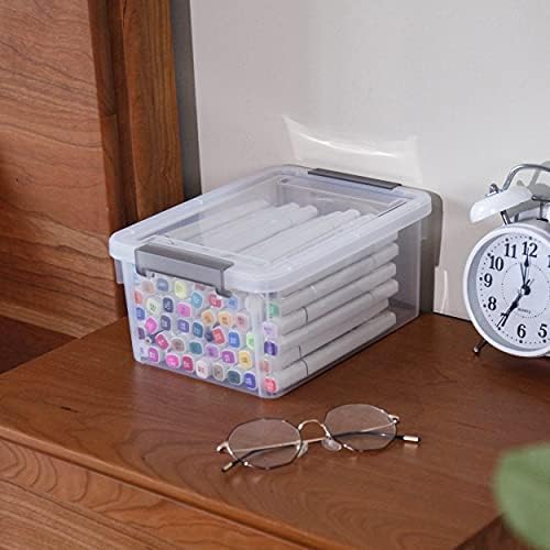 Small Storage Bins with Lids 3.2 QT Plastic Storage Containers for Organizing Stackable Clear Storage Boxes,Clear White(6 Packs) - Image 6