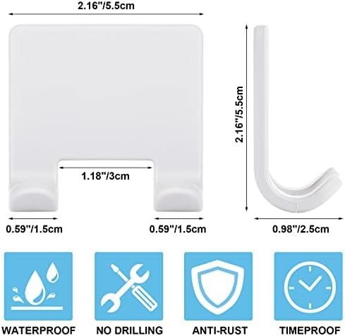 VANZAVANZU Razor Shaver Holder for Shower Wall Adhesive Hooks for Hanging, Bathroom Silicone Waterproof Shower Hooks Hair Brush Holder for Towel (4 Pack-White) - Image 5