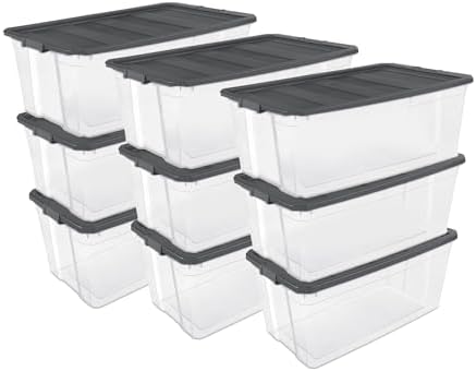 Sterilite Modular Stacker Box with Latching Lid, 200 Quart, 9-Pack by Sterilite