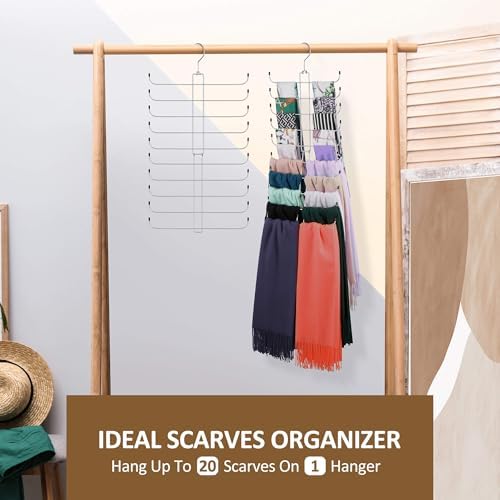 ZEDODIER 2 Pack Scarf Hanger, Scarf Organizer for Closet, Holds 40 Scarves - Image 2