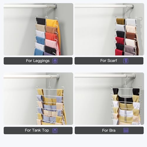 Scarf Hanger 2 Pack Scarf Hangers for Closet Organizer,6 Tiers Metal Space Saving Hanger with 360 Degree Hook,Mult Function Closet Organization for Scarves,Tank Top,Leggings - Image 6