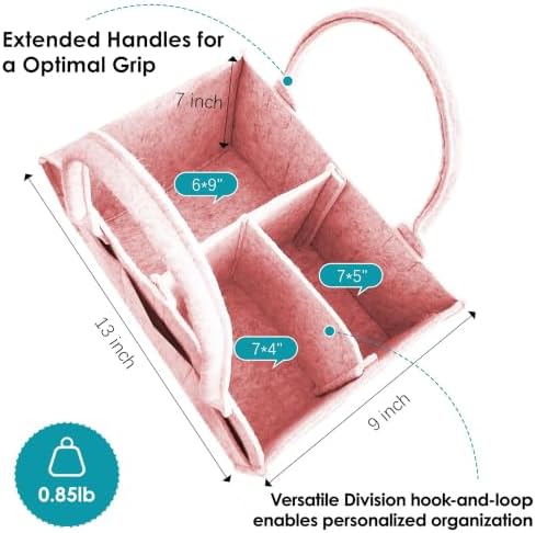 Cute Castle 2 Pack Diaper Caddy Organizer - Portable Baby Caddy Organizer with Handle, Nursery Storage Bin and Car Organizer for Girls, Boys - Baby Gift Basket - Pink - Image 2